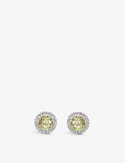 Carat London Womens Silver Gwyn Sterling-silver And Cubic Zirconia Stud Earrings
