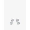 Carat London Womens  Jasmine Chicory Round White-gold Plated Sterling-silver And Cubic Zirconia Drop  In Silver