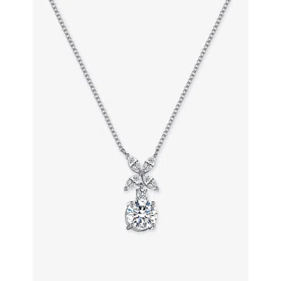 Carat London Womens  Jasmine Sterling Silver And 1.5ct Cubic Zirconia Pendant Necklace