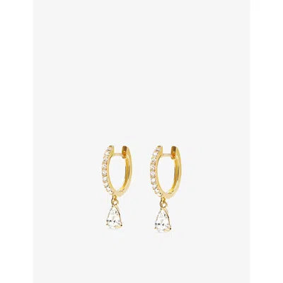 Carat London Womens Leni 18ct Yellow Gold Vermeil And Cubic Zirconia Hoop Earrings