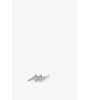 Carat London Womens Silver Lightning Sterling Silver And Cubic Zirconia Single Stud Earring