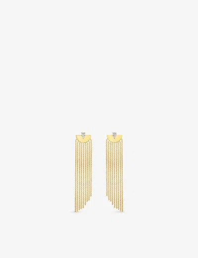 Carat London Womens Gold Maia Yellow Gold-plated Vermeil Sterling-silver And Cubic Zirconia Drop Ear