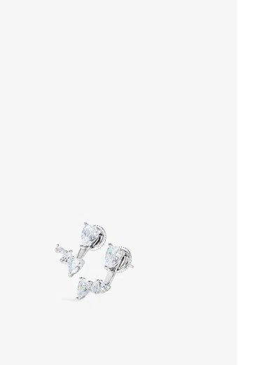 Carat London Womens Silver Navis Sterling-silver And Crystal Stud Earrings