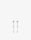Carat London Womens Silver Nova Star-shaped Sterling Silver And Cubic Zirconia Drop Earrings In Silver
