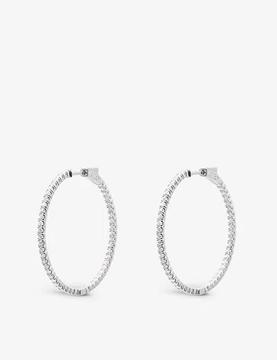 Carat London Womens Silver Paloma Sterling-silver And Cubic Zirconia Hoop Earrings
