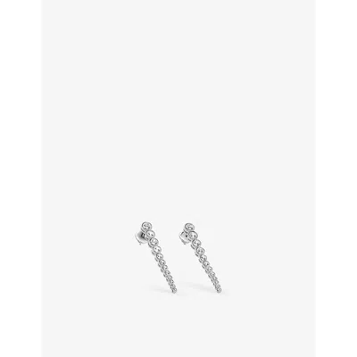 Carat London Womens Silver Quentin Sterling-silver And Cubic Zirconia Drop Earrings