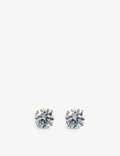 Carat London Womens Silver Round-shaped Sterling Silver 0.75ct Eq Cubic Zirconia Stud Earrings