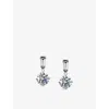 Carat London Womens Silver Athena 9ct White-gold And Cubic Zirconia Drop Earrings In Silver