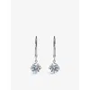 Carat London Womens Silver Briar 9ct White-gold And 2ct Eq Cubic Zirconia Drop Earrings In Silver