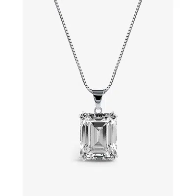 Carat London Womens Silver Fulton 9ct White-gold 1.5ct Emerald-cut Cubic Zirconia Stud Earrings