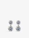 Carat London Womens Silver Gia 9ct White-gold And 3.00ct Cubic Zirconia Drop Earrings In Silver
