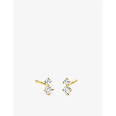 Carat London Womens Steff 18ct Yellow Gold Vermeil And Cubic Zirconia Stud Earrings