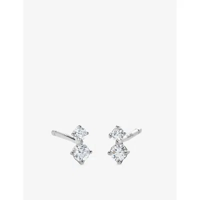 Carat London Womens Steff Sterling-silver And Cubic Zirconia Stud Earrings
