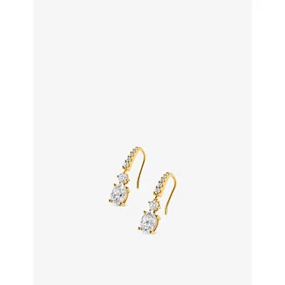 Carat London Womens Thea Oval 18ct Yellow Gold Vermeil And Cubic Zirconia Earrings