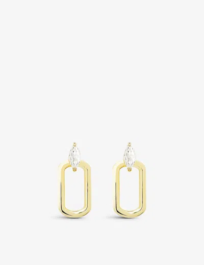 Carat London Womens Gold Tori Yellow-gold Vermeil-plated Sterling-silver And Cubic Zirconia Hoop Ear