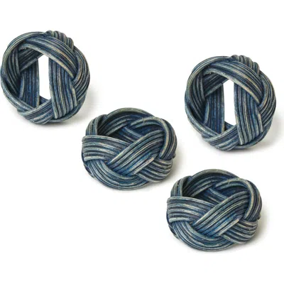 Caravan Home Braided Weave Napkin Rings In Blue