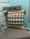 Caravan Home Decor Stripe Pattern Accent Pillow In Grey, Yellow, & White