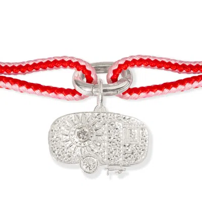 Caravan Of Stones Women's Alassio - Diamond Charm- Vibrant Pink & Red Kumihimo Silk