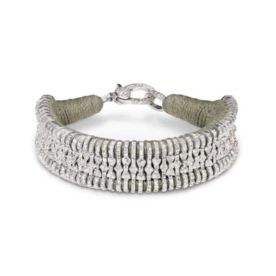 Caravan Of Stones Women's Neutrals Cashmere Earth Stacker Adjustable Diamond Thread Bracelet In Gray