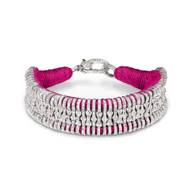 Caravan Of Stones Women's Pink Fuschia Silver Stacker