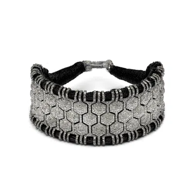 Caravan Of Stones Women's St. Moritz - Black Thread Pavé Diamond Bracelet