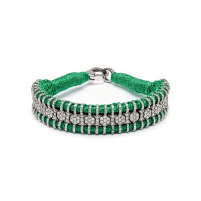 Caravan Of Stones Women's Verdon - Green Thread Pavé Diamond Bracelet