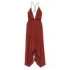 Caravana V-neck Cotton Dress In Burgundy
