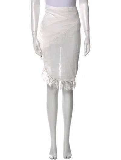 Pre-owned Caravana Fringe Trim Accent Knee-length Skirt In Neutral