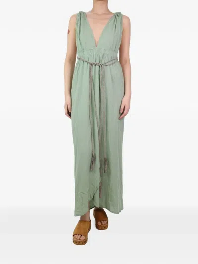 Pre-owned Caravana Halterneck Braided Midi Dress In Green