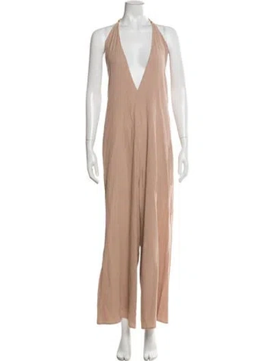 Pre-owned Caravana Halterneck Jumpsuit In Neutral