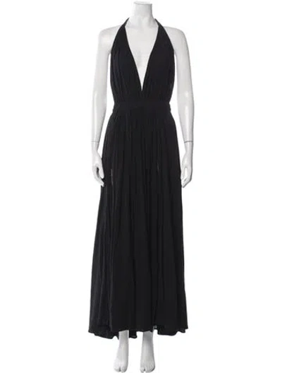 Pre-owned Caravana Halterneck Long Dress In Black