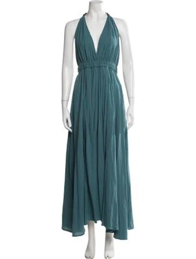 Pre-owned Caravana Halterneck Long Dress In Blue