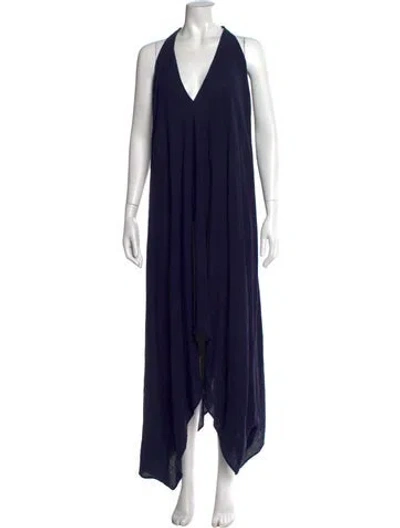 Pre-owned Caravana Halterneck Long Dress In Blue