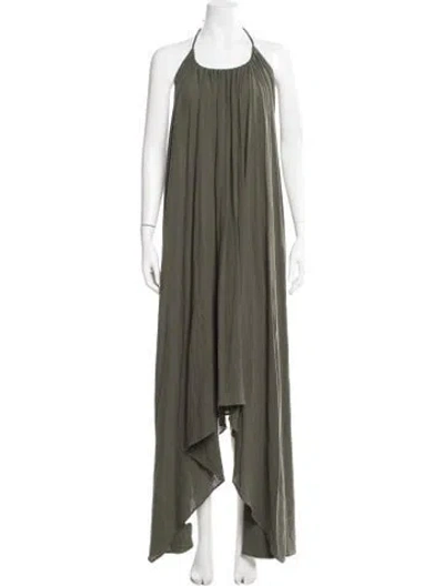 Pre-owned Caravana Halterneck Long Dress In Green