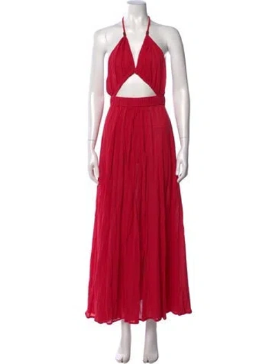 Pre-owned Caravana Halterneck Long Dress In Multi