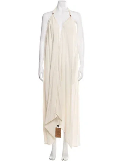 Pre-owned Caravana Halterneck Long Dress In Neutral