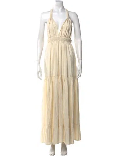 Pre-owned Caravana Halterneck Long Dress In Neutrals
