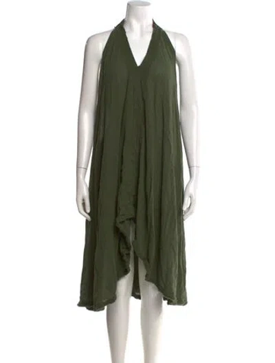Pre-owned Caravana Halterneck Midi Length Dress In Green