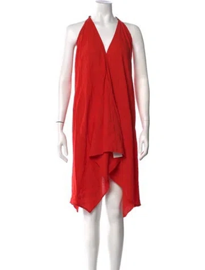 Pre-owned Caravana Halterneck Midi Length Dress In Red