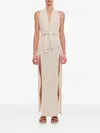 Caravana Tacoh Cotton Long Dress With Slits In Neutral