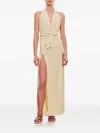Caravana Tacoh Cotton Long Dress With Slits In Neutral