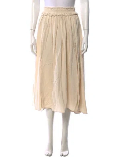 Pre-owned Caravana Raw-edge Trim Midi Length Skirt In Neutral