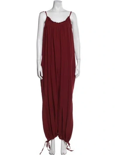 Pre-owned Caravana Scoop Neck Jumpsuit In Burgundy