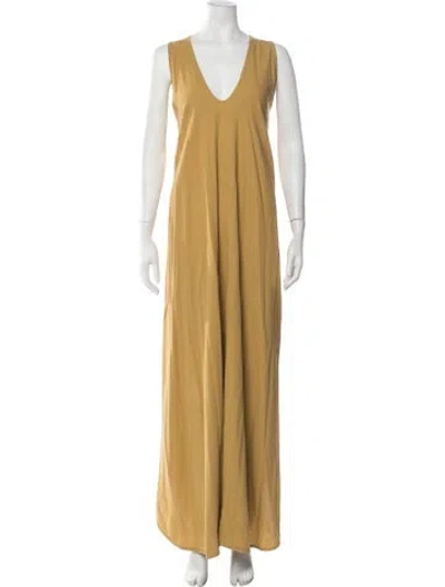 Pre-owned Caravana Silk Long Dress In Yellow