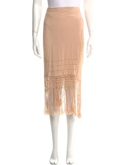Pre-owned Caravana Tassel Accents Knee-length Skirt In Orange