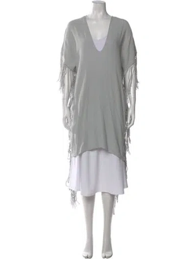 Pre-owned Caravana Terry Cloth V-neck Sweater In Gray