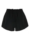 Caravana Tuchkin Frayed-hem Linen Shorts In Black