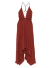 Caravana V-neck Cotton Dress In Burgundy
