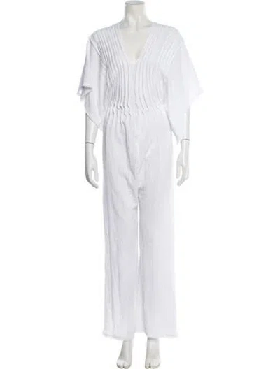 Pre-owned Caravana V-neck Jumpsuit W/ Tags In White