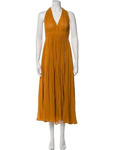 Pre-owned Caravana V-neck Long Dress In Orange